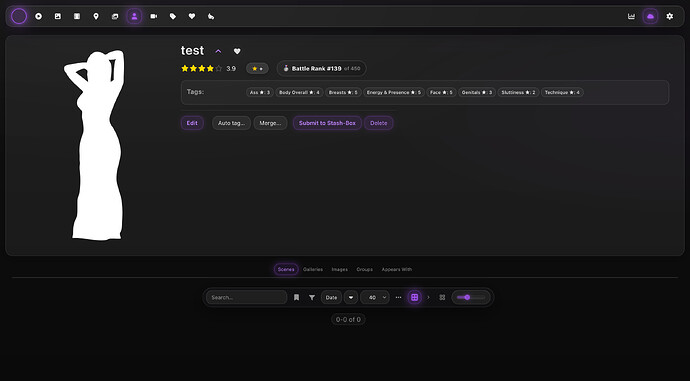performer page showing calculated score and assigned tags