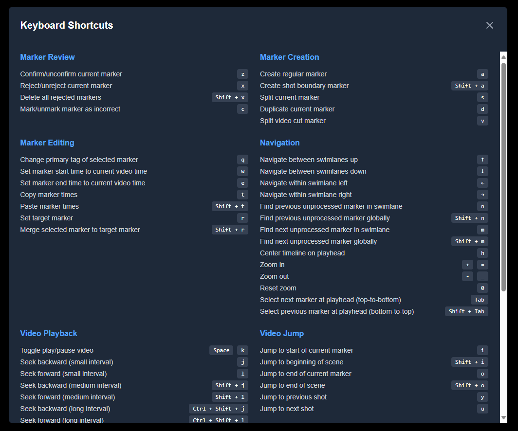 Keyboard shortcuts