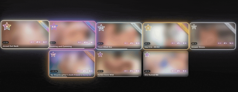 Scene cards across rating tiers